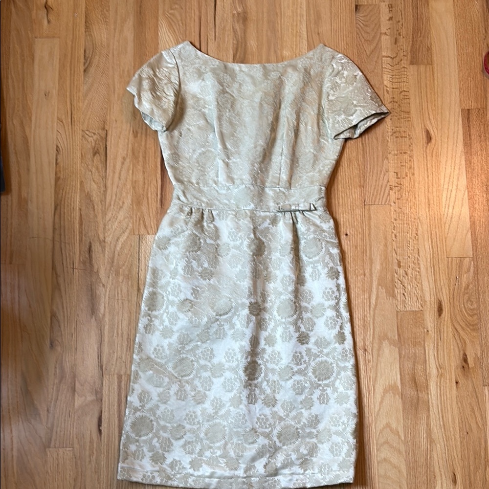 Green 1950s Jacquard Floral Dress